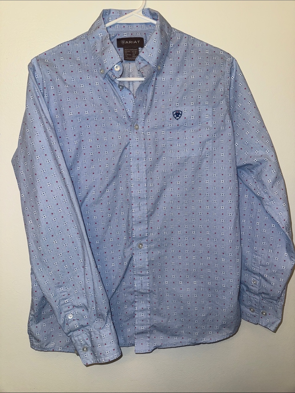 Ariat Boy’s Light Blue Patterned Button-Down Shirt